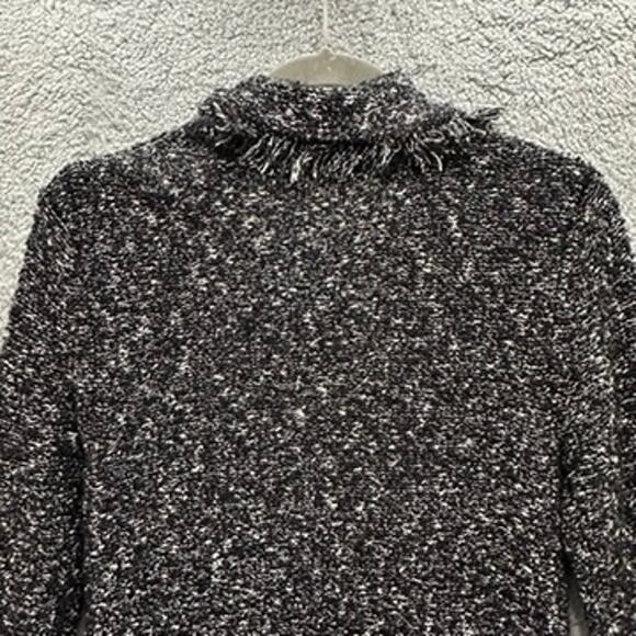 One Girl Who Medium Jacket Snaps Stretchy Long Sleeves Black White Fringe - Picture 11 of 12